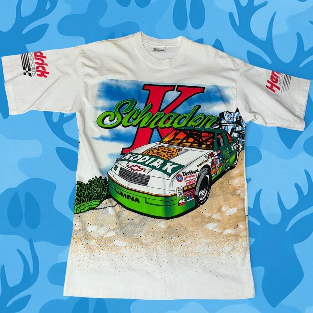 VINTAGE 1994 KEN SCHRADER ALL OVER PRINT TEE Size M